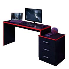 Imagem de Mesa Gamer Com Regulagem De Altura E Gaveteiro Drx-5000 Preto-vermelho