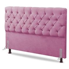 Imagem de Cabeceira Cama Box Casal Lylla 140cm Capitonê Com Frame Suede Rosa - Desk Design