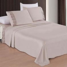 Imagem de Jogo De Cama Casal Bordado Renda 3D Microfibra Acetinado - Ishopping