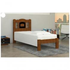 Imagem de Cama de Solteiro Atenas de Madeira Maciça Angelim Pedra Tauari Castanho Preto