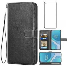 Imagem de Asuwish Compatível com OnePlus 8T OnePlus8T Plus 5G capa carteira de vidro temperado protetor de tela flip capa suporte para cartão capas de telefone para One Plus8T On 1 Plus 8Tplus 1plus 8T+ One+ 1+