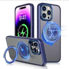 Imagem de Lokyoo Capa para iPhone 14 Pro, [Compatível com Magsafe] [Suporte embutido] [Som mecânico de alívio de estresse do suporte de anel giratório] Camada dupla à prova de choque com capa traseira rígida