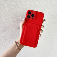 Imagem de Capa de telefone de silicone macio para iPhone 14 11 12 13 Pro Max XR X XS Max 6 6S 7 8 Plus SE 2020 12 Mini 13Pro Capa para porta-cartões, vermelho, para iPhone 12 Pro