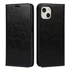 Imagem de GSYH Capa carteira para iPhone 13 Mini/13/13 Pro/13 Pro Max, capa protetora de couro legítimo flip slots para cartão TPU Shell Kickstand Magnetic Folio Capa, Preta, 13pro 15,1 cm