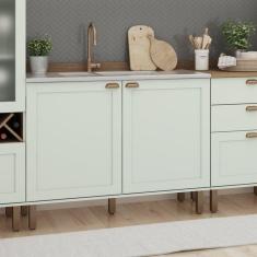 Imagem de Balcão Para Cozinha 2 Portas Provençais sem Tampo Iluminata Genialflex Verde Mint