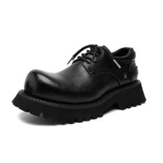 Imagem de Tênis masculino casual de sola grossa com cadarço e cano baixo para trabalho, Preto, 37