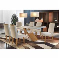 Imagem de Mesa de Jantar com 6 Cadeiras Imperatriz Cor Imbuia Off White