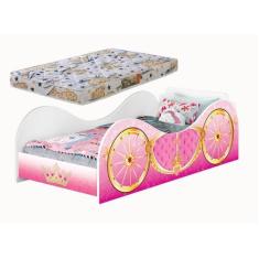 Imagem de Cama Carro Solteiro Adesivada C/ Colchão Incluso - LV MÓVEIS, Rosa