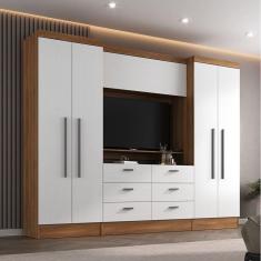 Imagem de Guarda-roupa Modulado Viena 4 Portas 6 Gavetas3 Peças Espresso Móveis Nogal/Branco