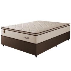 Imagem de Cama Box Casal King Colchão Molas Ensacadas Com Pillow Malttês 193x203x66cm Suede Cáqui Hellen Bege