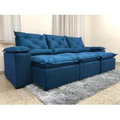 Imagem de Sofá 5 Lugares Retrátil E Reclinável 2,70 Metros Alpoim Estofados Azul