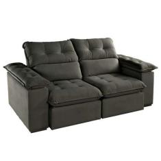 Imagem de Sofá 3 Lugares Retrátil E Reclinável Jobi Veludo Cinza 194 Cm - Estofa