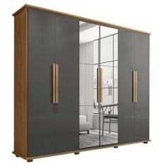 Imagem de Guarda Roupa 6 Portas com Espelho 271cm Canada RV Móveis Cinamomo/Graf