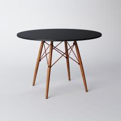 Imagem de Mesa Eiffel Wood Cobre Tampo De Madeira 90cm Preto