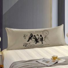 Imagem de Travesseiro De Corpo Body Pillow 40x130cm Suede Bege Pássaros - FASTLA