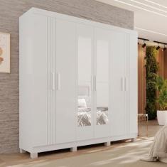 Imagem de Guarda-roupa 4 Gavetas 6 Portas com Espelho com Pés Lisboa Branco