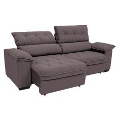 Imagem de Sofá 3 Lugares Retrátil e Reclinável Piemont Suede Bege 230 cm