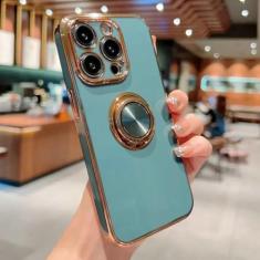 Imagem de Capa de silicone com revestimento magnético para iPhone 15 14 13 12 11 Pro Max XS XR 7 8 Plus SE 2020 2022 Capas completas com suporte de anel, cinza, para iPhone 15 Plus