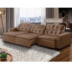 Imagem de Sofá Retrátil Reclinável 8 Lugares 3m Suede Marrom Megasul