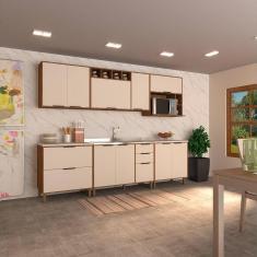 Imagem de Cozinha Completa 6 Peças Com Balcões Aéreos Gavetões E Sem Tampo Aspen Luciane Móveis Vanilla-beige