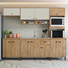 Imagem de Cozinha Modulada 5 Peças sem Tampo Torino Movelbento - Mel/Off White