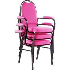 Imagem de Kit Com 3 Cadeiras Para Auditório Linha Hotel Rosa