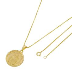 Imagem de Medalha Santa Terezinha com Corrente Veneziana Folheada a Ouro