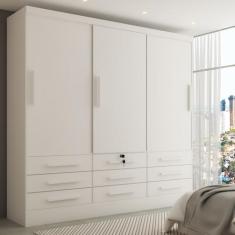 Imagem de Guarda-Roupa Casal Fortaleza 3 Portas 9 Gavetas Neve - Panorama Móveis