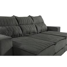 Imagem de Sofá Retrátil e Reclinável 2,25m Cama Inbox Canadá com Molas Velusoft Cinza