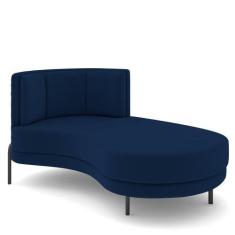 Imagem de Sofá Chaise Longue Sala De Estar Living Lucca Direito D02 Veludo Azul