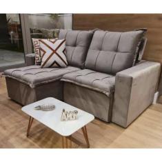 Imagem de Sofá Retrátil E Reclinável 4 Lugares Com Molas 230cm Safira Veludo Pil