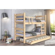 Imagem de Treliche Beliche Reta com Cama Auxiliar Madeira Maciça cor Natural - M