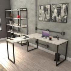 Imagem de Mesa De Escritório Em L Estilo Industrial 1,50x1,50m Kuadra