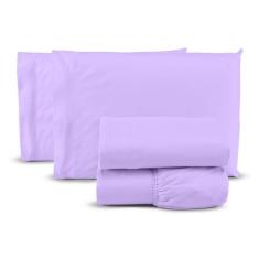Imagem de Jogo De Cama Queen 4 Peças 100% Algodão 400 Fios Lilás - Casa Fernando