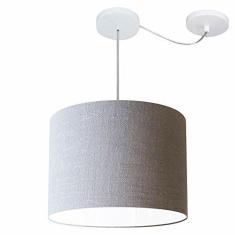 Imagem de Lustre Pendente Cilíndrico Com Desvio de Centro Vivare Md-4227 Cúpula em Tecido 40x30cm - Bivolt
