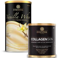 Imagem de KIT VANILLA WHEY PROTEIN 450G + COLLAGEN SKIN 330G ESSENTIAL Essential Nutrition 