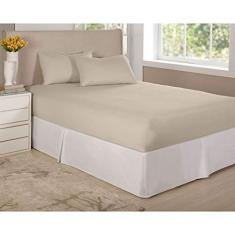 Imagem de Jogo Lençol Bege Solteiro 2 Peças Algodão Percal 150 Fios