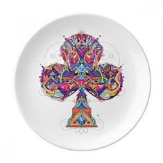Imagem de Prato de sobremesa com estampa geométrica de baralho, porcelana decorativa, 20 cm, jantar em casa