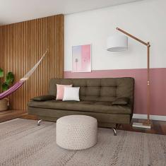 Imagem de Sofá-Cama 3 Lugares Casal Qualidade Suede Café