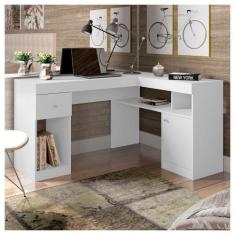 Imagem de Mesa De Computador Com Porta E Gaveta Nilo Branco Fosco - Caemmun