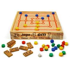 Imagem de Jogo 4 Em 1 - Jogos De Tabuleiro Dominó Damas Trilha Ludo - Jottplay