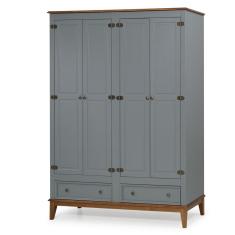 Imagem de Guarda-Roupa Rústico 4 Portas e 2 Gavetas - Madeira Maciça e mdf - Cinza