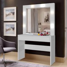 Imagem de Camarim Requinte Em Mdf/mdp 1 Gaveta Com Lâmpadas Mavaular Branco 110v