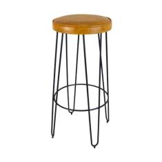 Imagem de Banqueta Alta com Assento Almofadado Royall Caramelo/Preto