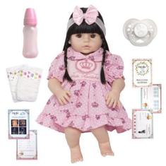 Imagem de Boneca Reborn Baby Silicone Realista Morena Lindos Itens - Cegonha Reb
