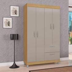 Imagem de Guarda Roupa Solteiro Ambiente Tóquio 4 Portas Damasco Off White - Poq