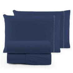 Imagem de Jogo Cama Casal Queen Size Lençol 400 Fios Micropercal 3 Pçs Toque Mac