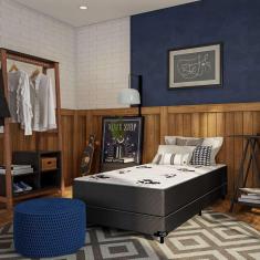 Imagem de Cama Box Solteiro Conjugada Palermo D28 Ortopédico Floral E Preta