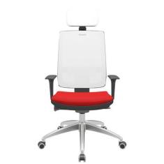 Imagem de Cadeira Office Brizza Tela Branca Com Encosto Assento Aero Vermelho Au