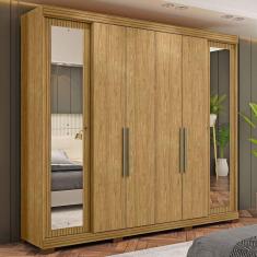 Imagem de Guarda-Roupa Casal Bogotá 6 Portas com Espelho Marrocos/Marrocos Ripado - Mx Móveis